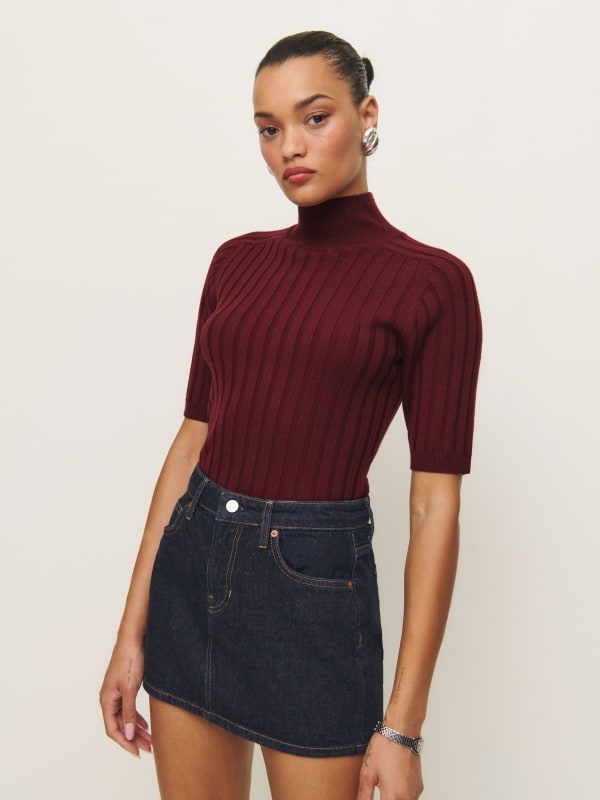 Margoax Regenerative Merino Mock Neck Sweater - Chianti